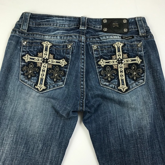 Miss Me Mid Rise Skinny Jeans Embellished Cross U - Picture 3 of 7